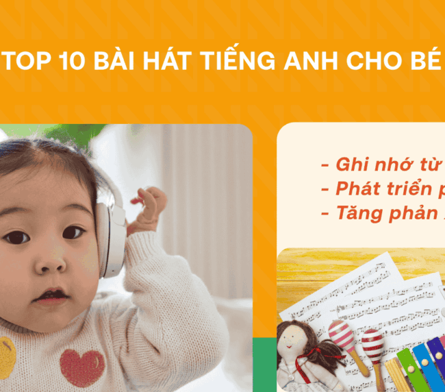 Hình ảnh một bé gái đang đeo tai nghe và một bản nhạc cùng các nhạc cụ, minh họa cho chủ đề nghe bài hát tiếng Anh cho bé lớp 1.