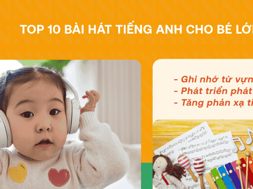 Hình ảnh một bé gái đang đeo tai nghe và một bản nhạc cùng các nhạc cụ, minh họa cho chủ đề nghe bài hát tiếng Anh cho bé lớp 1.